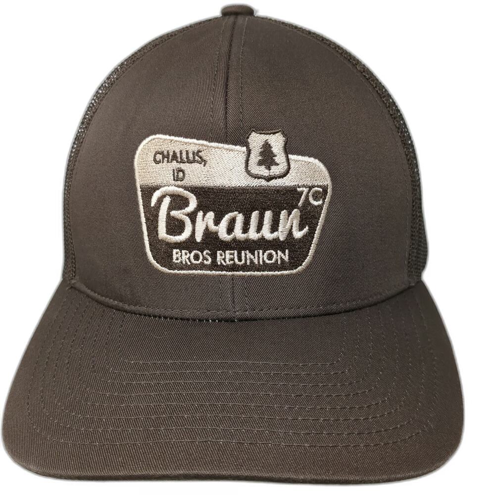 Pacific Headwear Trucker Hat Brown One Size Challis ID Braun Bros Reunion Mesh
